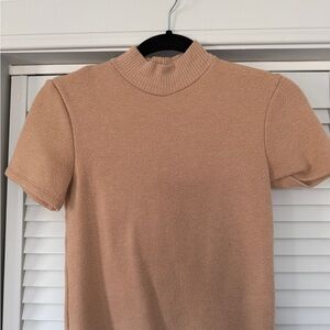 Zara Beige Ribbed Knit Top